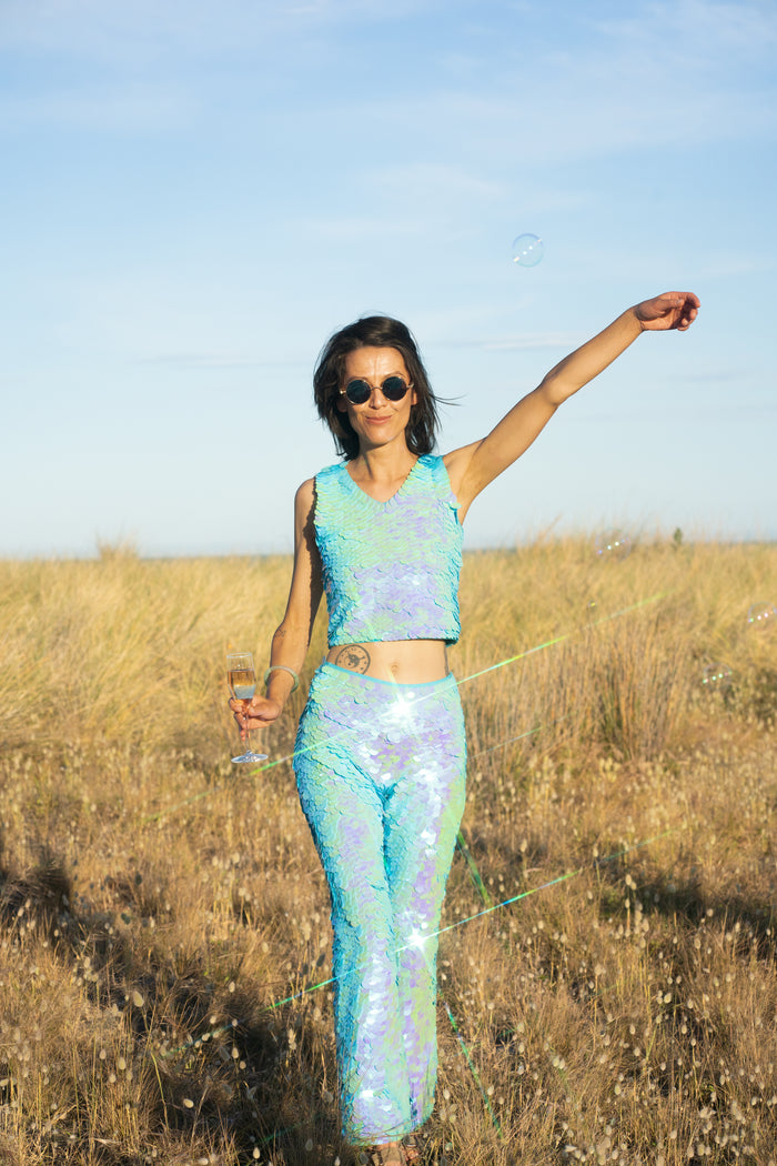 Sequin Flare Trousers