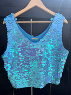 NOVA Sequin Tank in Waiti Blue