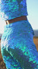 NOVA Waiti Blue sequins glistening at Glatsonbury festival